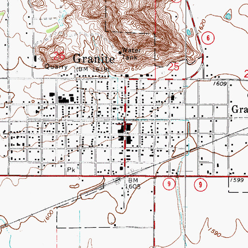 Topographic Map of Granite Fire Department, OK