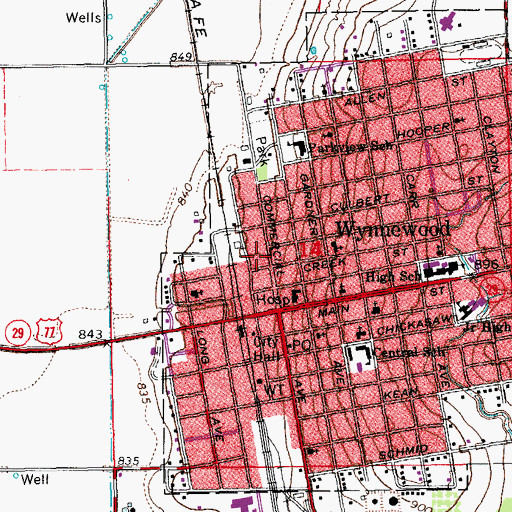 Topographic Map of Wynnewood Fire Department, OK
