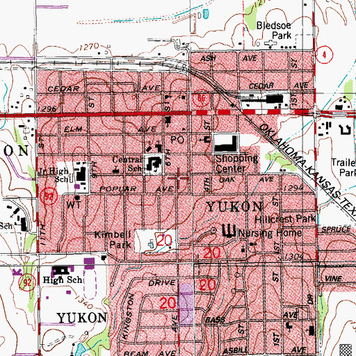Topographic Map of Yukon Fire Station 2, OK