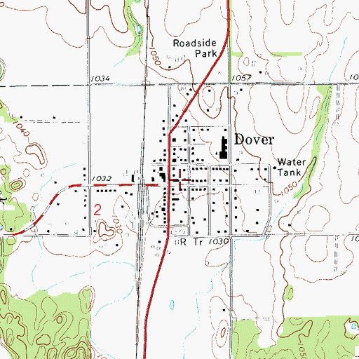Topographic Map of Dover Volunteer Fire Department, OK