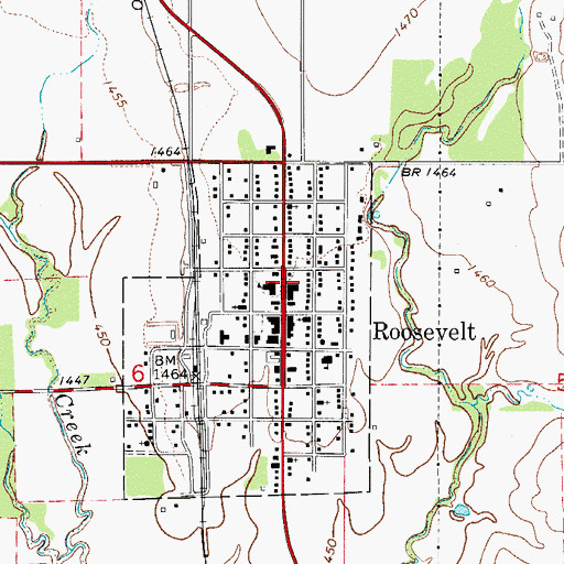 Topographic Map of Roosevelt Volunteer Fire Department, OK