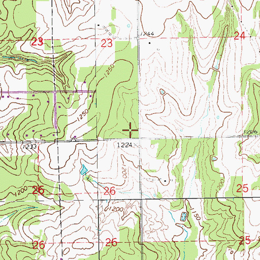 Topographic Map of Woodcrest Volunteer Fire Department, OK