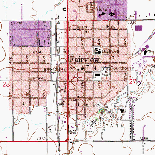 Topographic Map of Fairview Fire Department, OK