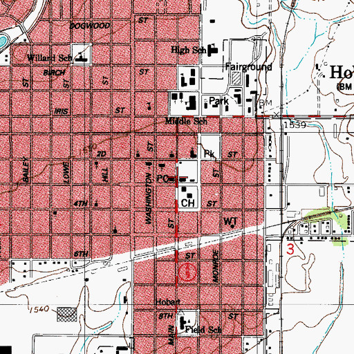Topographic Map of Hobart Fire Department, OK