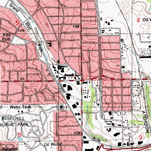 Topographic Map of Nichols Hills Fire Department, OK