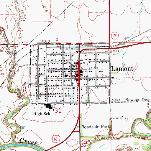 Topographic Map of Lamont Fire Department, OK