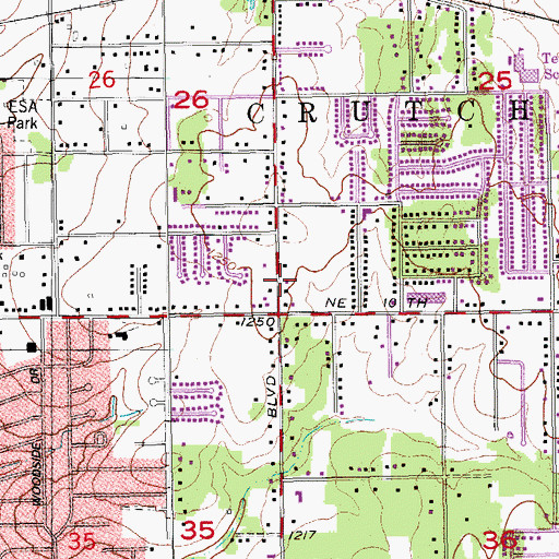 Topographic Map of Midwest City Fire Department Station 4, OK