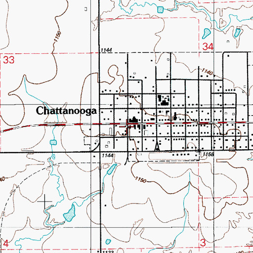 Topographic Map of Chattanooga Fire Department, OK