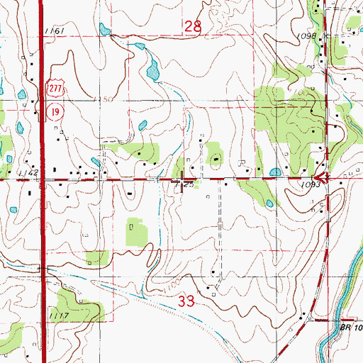 Topographic Map of Ninnekah Volunteer Fire Department, OK