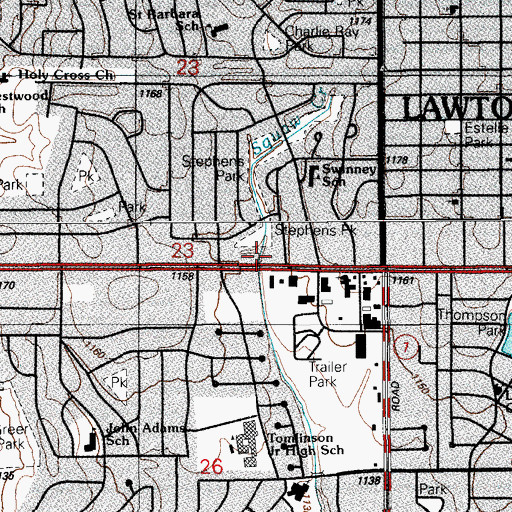 Topographic Map of Lawton Fire Department Station 4, OK