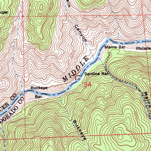 Topographic Map of Sardine Bar, CA