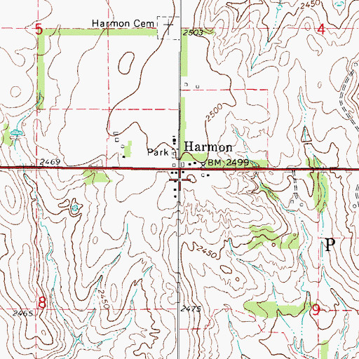 Topographic Map of Harmon Community Firefighters, OK
