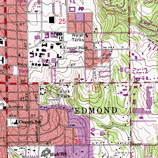 Topographic Map of Edmond Fire Department Station 1, OK