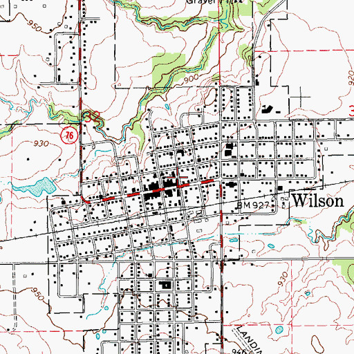 Topographic Map of Wilson Fire Department, OK