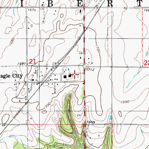 Topographic Map of Eagle City Fire Department, OK