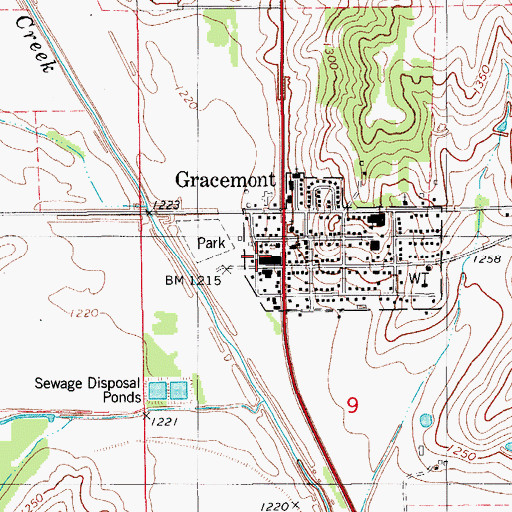 Topographic Map of Gracemont Fire Department, OK
