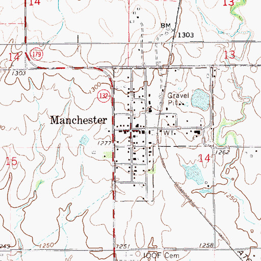 Topographic Map of Manchester Fire Department, OK