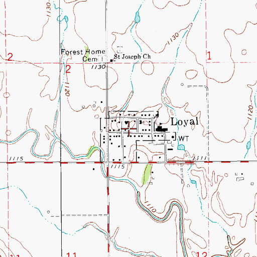 Topographic Map of Loyal Volunteer Fire Department, OK