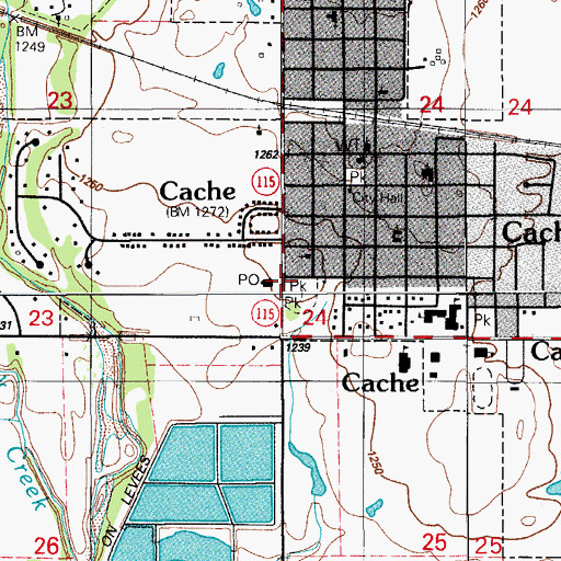 Topographic Map of Cache Volunteer Fire Department, OK