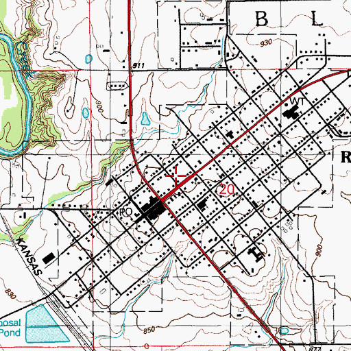 Topographic Map of Ryan Fire Department, OK
