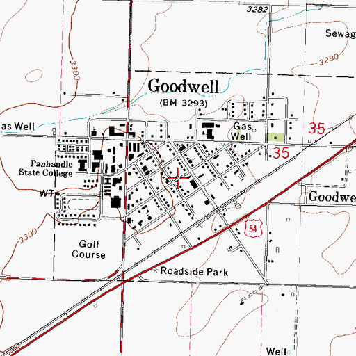 Topographic Map of Goodwell Fire Department and Ambulance Service, OK