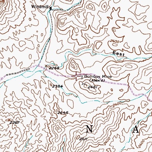 Topographic Map of Bomboy Mine, AZ