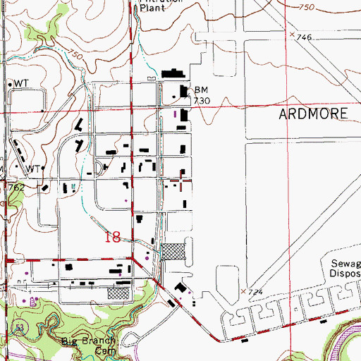 Topographic Map of Ardmore Air Park Fire Department Suite 7, OK