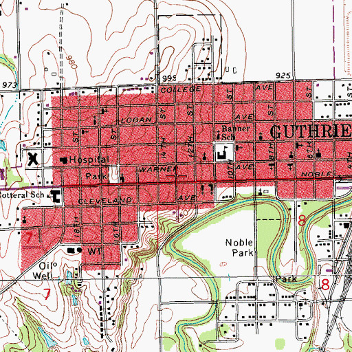 Topographic Map of Guthrie Fire and Emergency Medical Services Station 2, OK