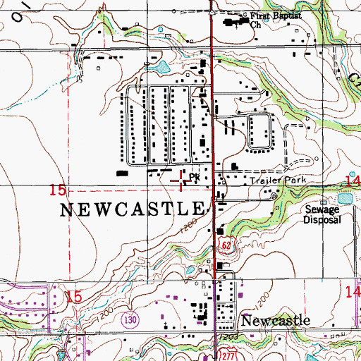Topographic Map of Newcastle Fire Department Station 1, OK