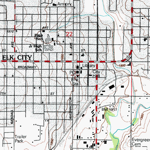 Topographic Map of Elk City Fire Department, OK