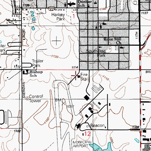 Topographic Map of Lawton Fire Department Station 2, OK