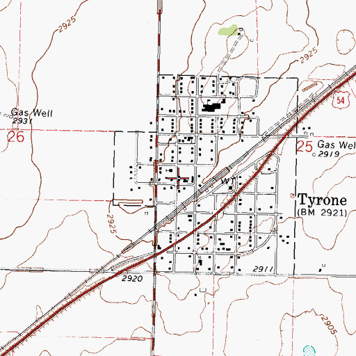Topographic Map of Tyrone Volunteer Fire Department, OK