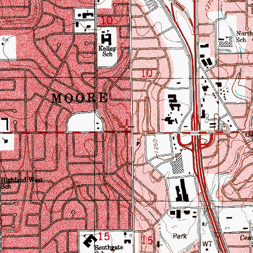 Topographic Map of Moore Fire Department Station 2, OK