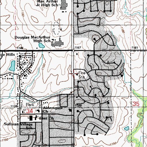Topographic Map of Lawton Fire Department Station 6, OK