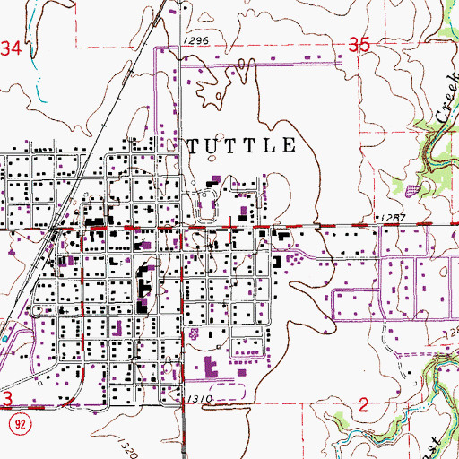 Topographic Map of Tuttle Fire Department, OK