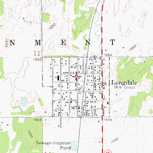 Topographic Map of Longdale Fire Department, OK