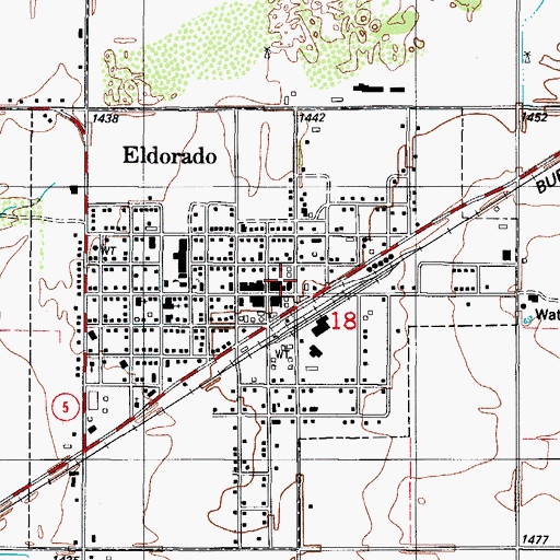 Topographic Map of Eldorado Volunteer Fire Department, OK