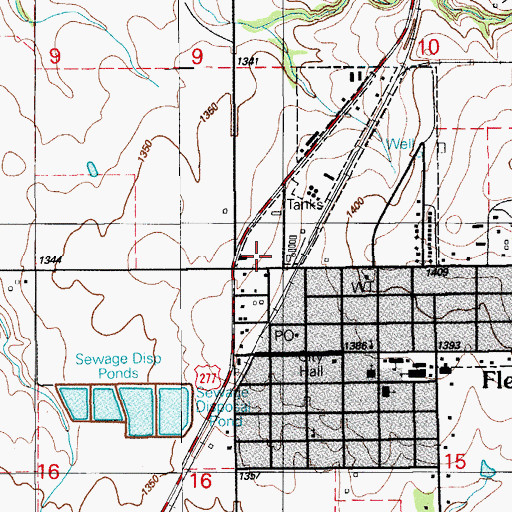 Topographic Map of Fletcher Volunteer Fire Department, OK