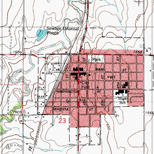 Topographic Map of Sentinel Volunteer Fire Department, OK