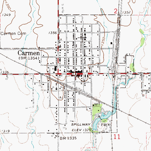 Topographic Map of Carmen Fire Department, OK