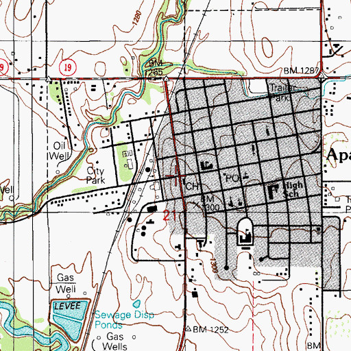 Topographic Map of Apache Ambulance Service, OK