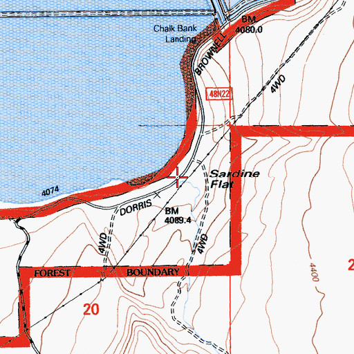 Topographic Map of Sardine Flat, CA