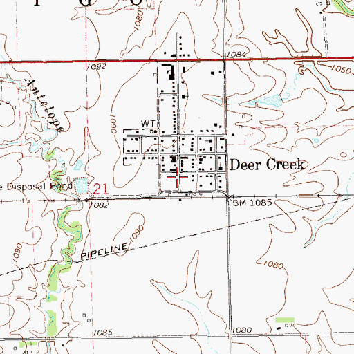 Topographic Map of Deer Creek Volunteer Fire Department, OK