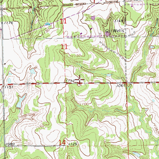 Topographic Map of Meridian Volunteer Fire Department, OK