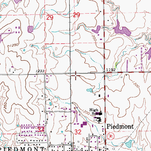 Topographic Map of Piedmont Fire Department Station 1, OK