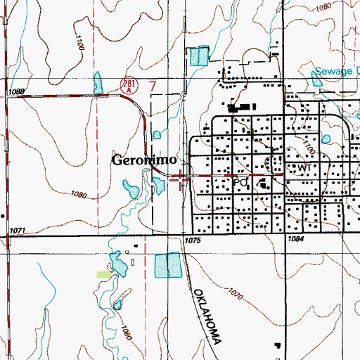 Topographic Map of Geronimo Fire Department, OK