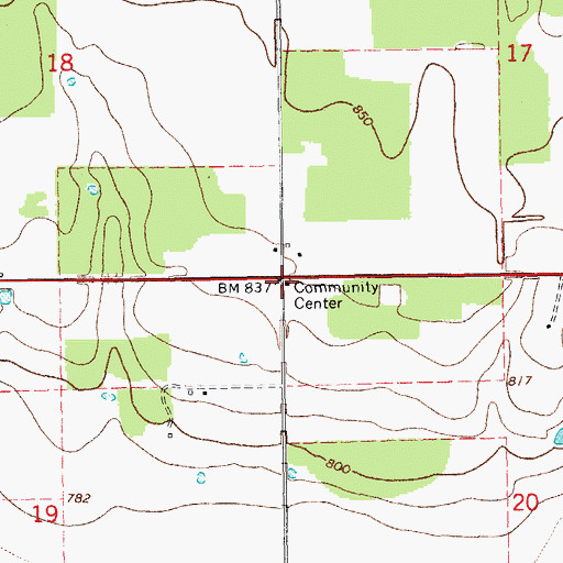 Topographic Map of Courtney Volunteer Fire Department, OK