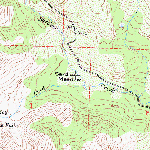 Topographic Map of Sardine Meadow, CA