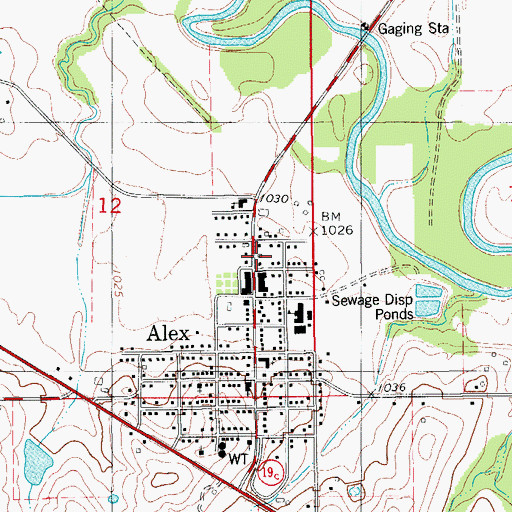 Topographic Map of Grady County Fire Department Alex Station, OK