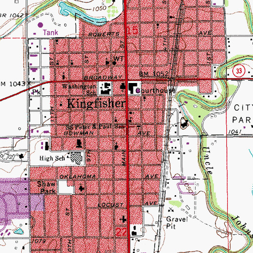 Topographic Map of Kingfisher Fire Department and Emergency Medical Services, OK